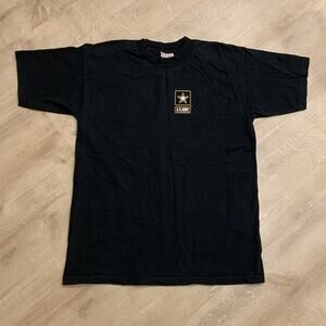 Bayside US Army Strong Logo T-Shirt Men's Large L Black Short Sleeve Tee USA